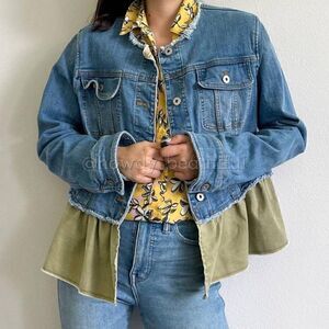 Anthropologie Blue Pilcro Denim Peplum Jacket
